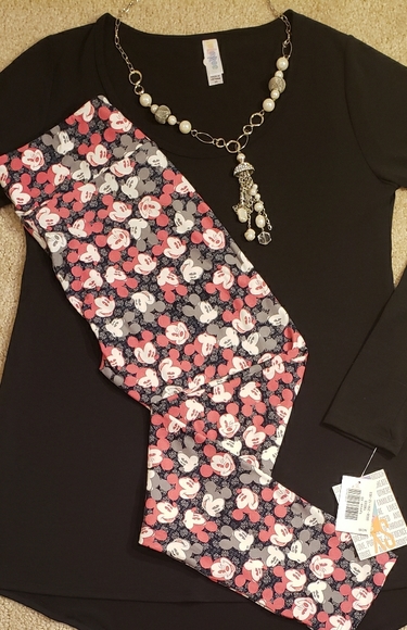 BNWT LuLaRoe Disney OS Leggings Mickey Mouse Party Mint One Size